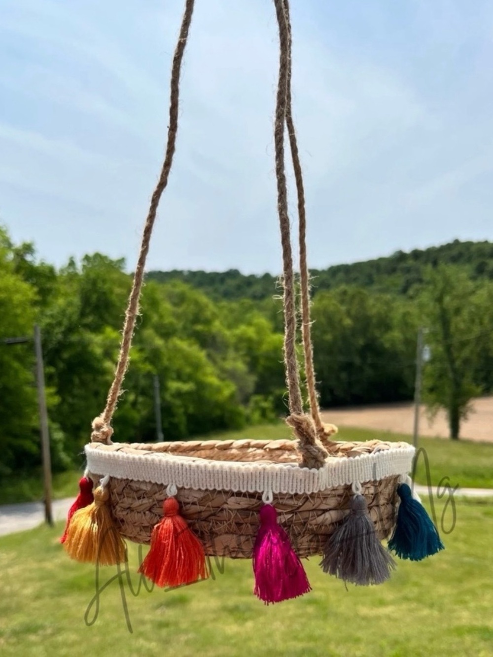 Hanging Plant Basket With Tassels